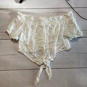 Pacsun La Hearts Off Shoulder Tie Crop Top